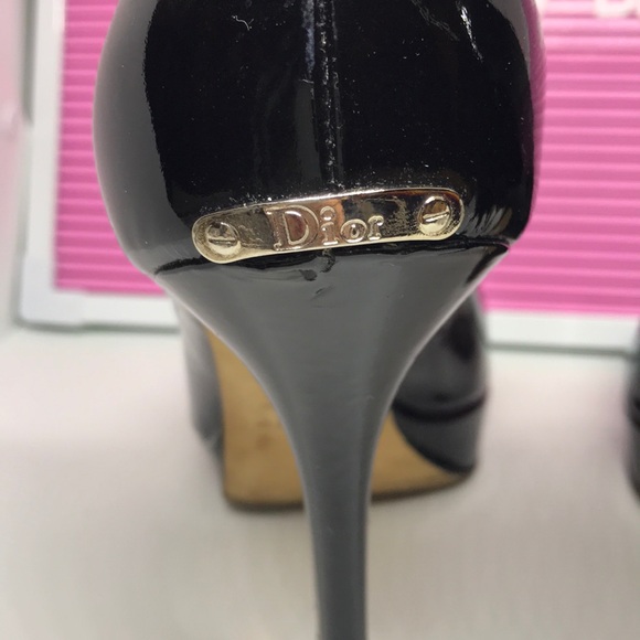 Dior Black Patent Leather Heels Shoes Work Office - Picture 5 of 6